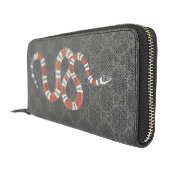 2229083008186 2 GUCCI Long Wallet GG Supreme Canvas Dark Gray Black Red