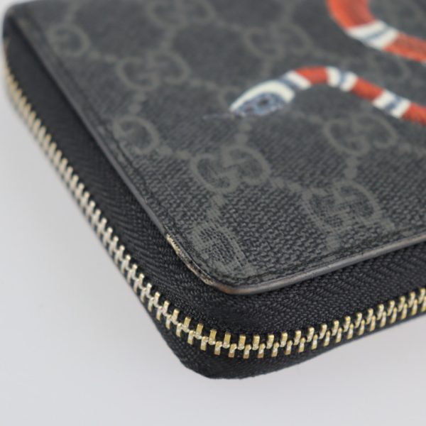 2229083008186 5 GUCCI Long Wallet GG Supreme Canvas Dark Gray Black Red