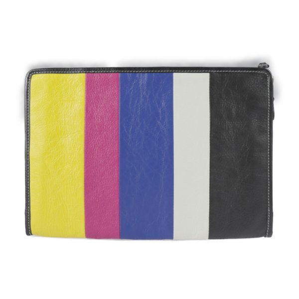 2229093007190 3 Balenciaga Bazar Leather Pouch Black White Multicolor