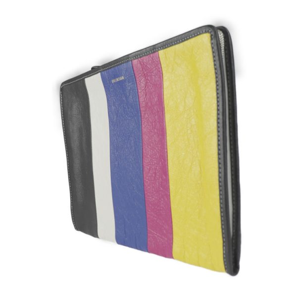 2229093007191 2 Balenciaga Bazar Leather Pouch Black White Multicolor