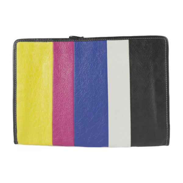 2229093007191 3 Balenciaga Bazar Leather Pouch Black White Multicolor