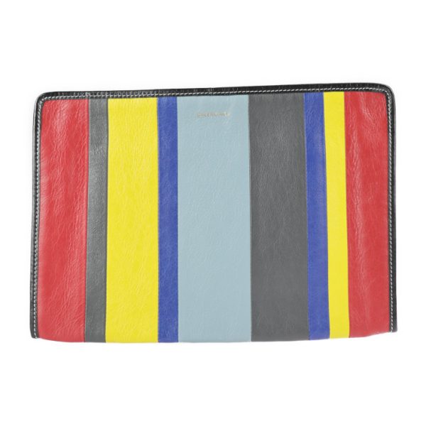 2229093007192 1 Balenciaga Bazar Leather Pouch Red Gray Multicolor