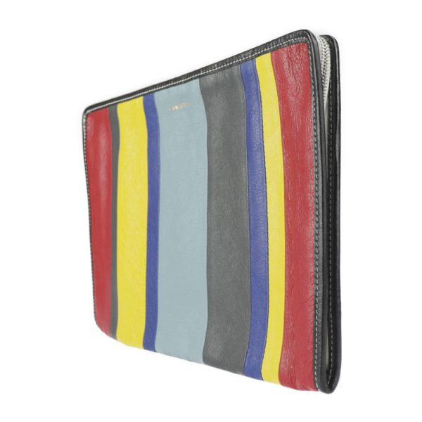 2229093007192 2 Balenciaga Bazar Leather Pouch Red Gray Multicolor