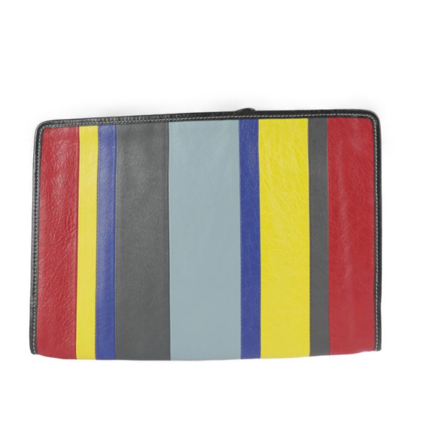 2229093007192 3 Balenciaga Bazar Leather Pouch Red Gray Multicolor