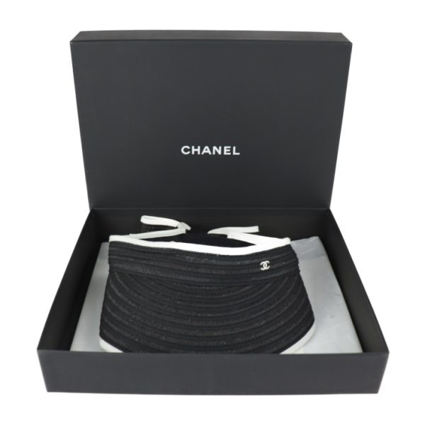 2229093010186 8 Chanel Sun Visor Listed Viscose Black White