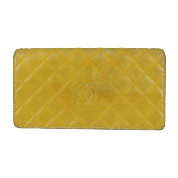 2230031001033 1 Chanel Diamond Stitch Long Wallet Leather Yellow