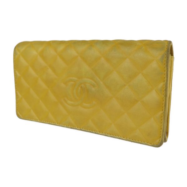 2230031001033 2 Chanel Diamond Stitch Long Wallet Leather Yellow