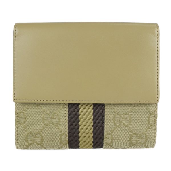 2230053007127 3 GUCCI Jackie Shelley Line Bifold Wallet GG Canvas Gold Beige Brown