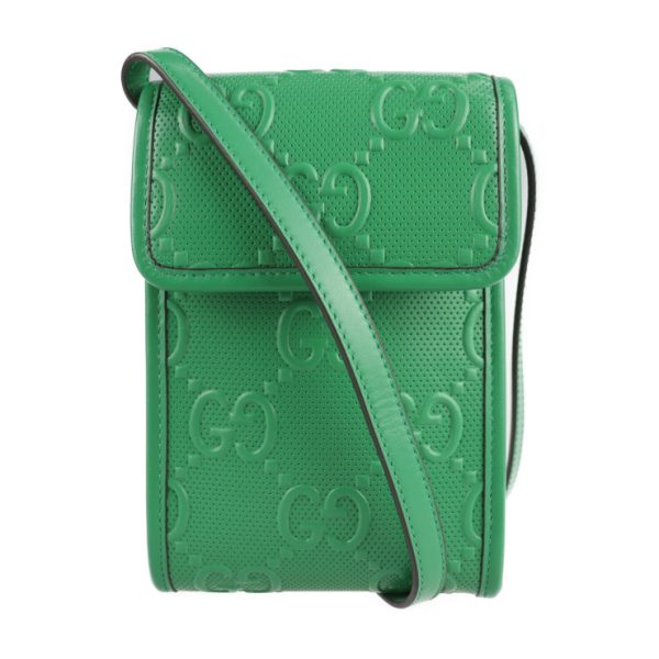 2231013007326 1 GUCCI GG Embossed Mini Bag Leather Green