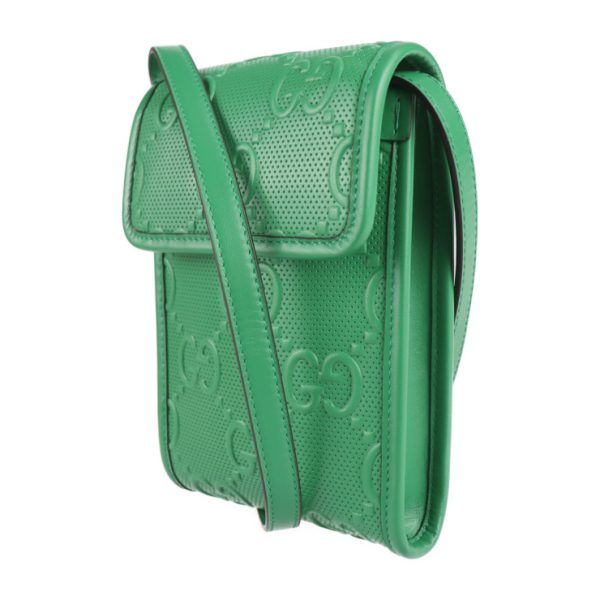 2231013007326 2 GUCCI GG Embossed Mini Bag Leather Green