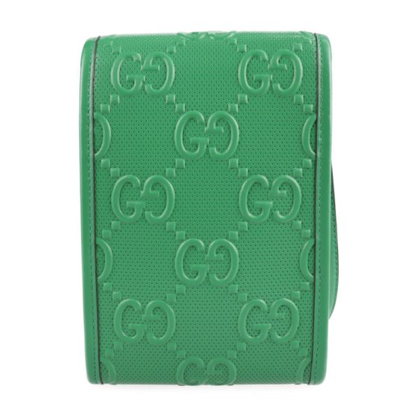 2231013007326 3 GUCCI GG Embossed Mini Bag Leather Green