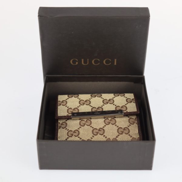 2231073008154 10 GUCCI Compact Wallet GG Canvas Beige Brown