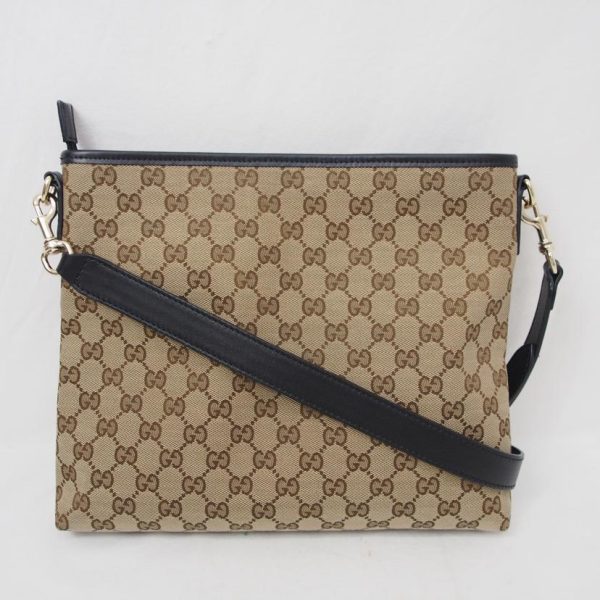 22335 2 Gucci GG Canvas Sherry Line Shoulder Bag Beige