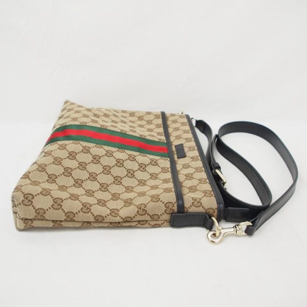 22335 3 Gucci GG Canvas Sherry Line Shoulder Bag Beige