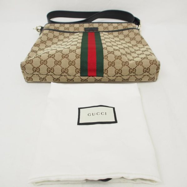 22335 4 Gucci GG Canvas Sherry Line Shoulder Bag Beige