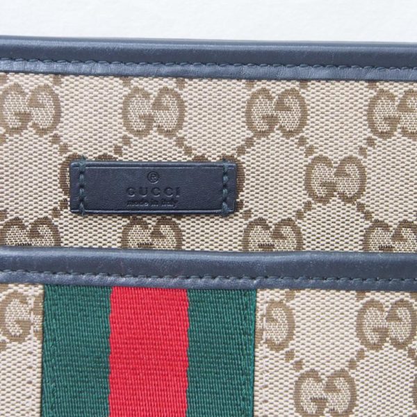 22335 5 Gucci GG Canvas Sherry Line Shoulder Bag Beige