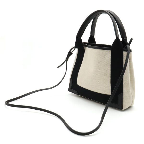 22380978 2 Balenciaga Navy Cabas XS Canvas Tote Bag Ivory Black