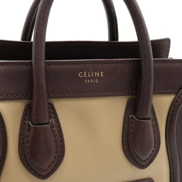 22381203 8 Celine Luggage Nano Shopper 2WAY LeatherSuede Handbag BeigeBrown