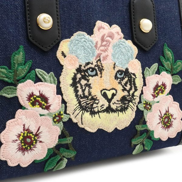 22400161 8 Gucci Tiger Embroidery Handbag Denim