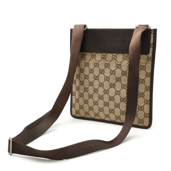 22400640 2 Gucci GG Canvas Shoulder Bag Leather Khaki Brown