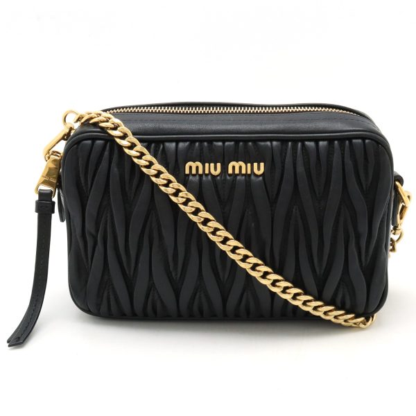 22430155 1 Miu Miu Matelasse Shoulder Bag Chain Clutch Black