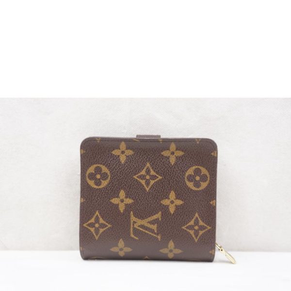 22538 2 Louis Vuitton Compact Zip Monogram Wallet Brown