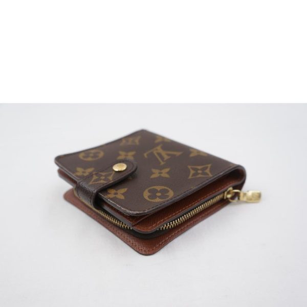 22538 3 Louis Vuitton Compact Zip Monogram Wallet Brown