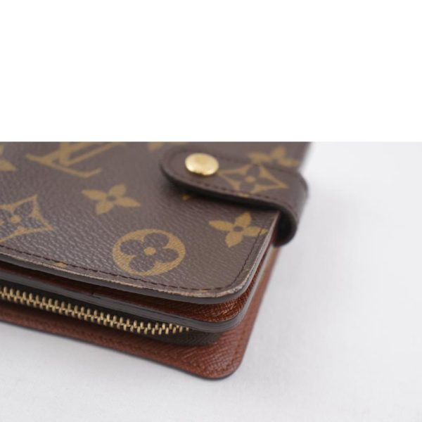 22538 8 Louis Vuitton Compact Zip Monogram Wallet Brown