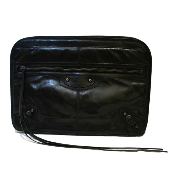 22627 1 BALENCIAGA Clutch Bag Leather Black