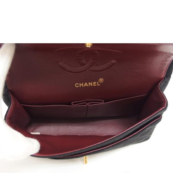 22634 6 Chanel Matelasse W Flap Cotton Chain Shoulder Bag Black