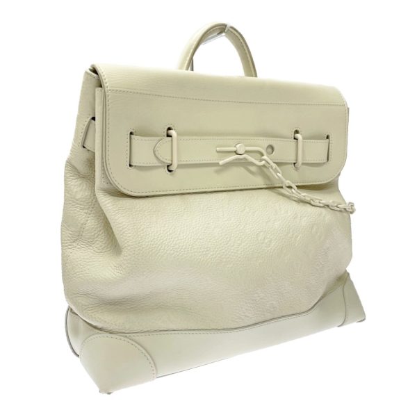 226685 2 LOUIS VUITTON Monogram Taurillon Leather Steamer PM Tote Bag White