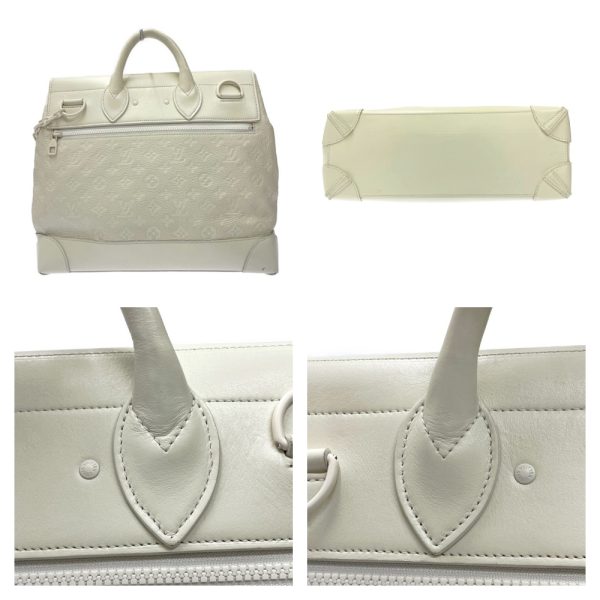 226685 5 LOUIS VUITTON Monogram Taurillon Leather Steamer PM Tote Bag White