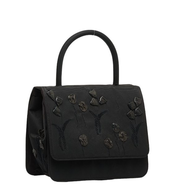 228 30325 2 Prada Embroidery Handbag Black Nylon