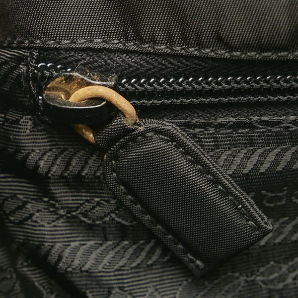 228 30325 5 Prada Embroidery Handbag Black Nylon