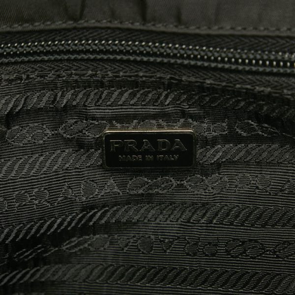 228 30325 7 Prada Embroidery Handbag Black Nylon