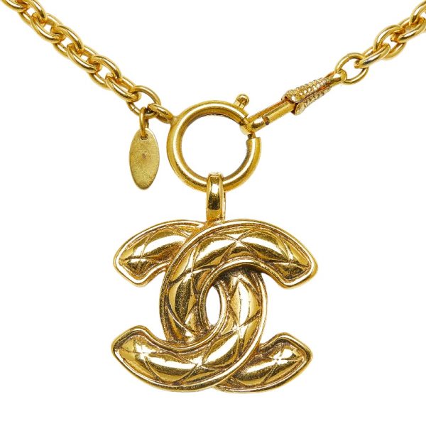 228 30530 2 CHANEL Cocomark Logo Necklace Gold Plated