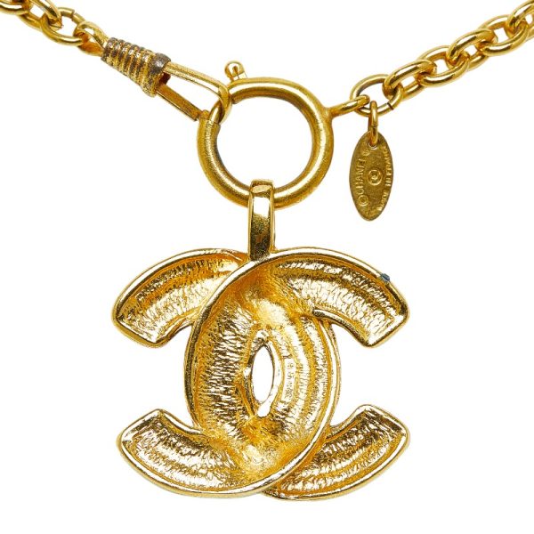 228 30530 3 CHANEL Cocomark Logo Necklace Gold Plated