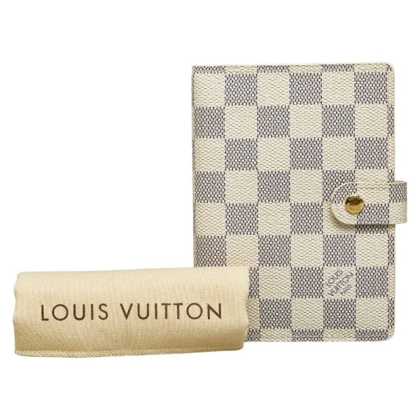 228 31991 9 Louis Vuitton Damier Azur Agenda PM Notebook Cover R20706 White