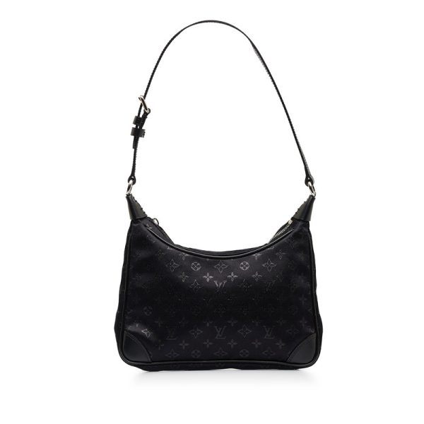 228 32039 1 Louis Vuitton Monogram Satin Little Boulogne Mini Handbag Noir Black