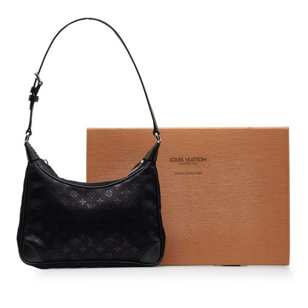 228 32039 12 Louis Vuitton Monogram Satin Little Boulogne Mini Handbag Noir Black