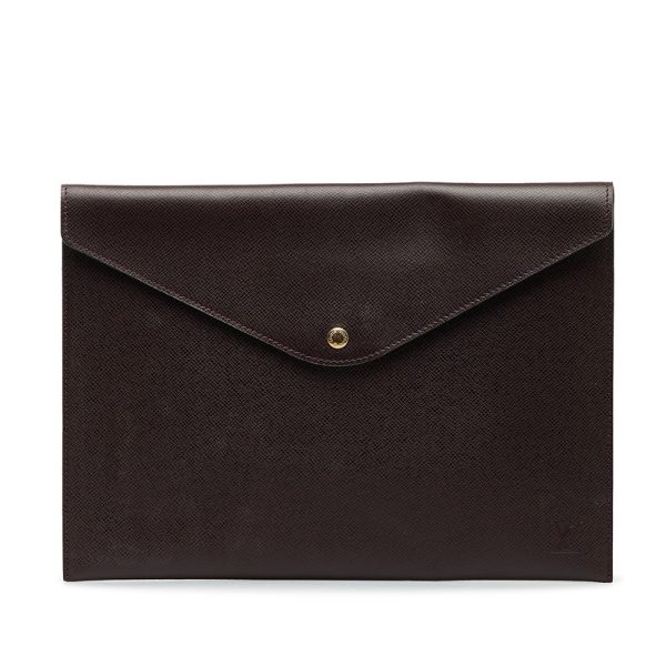 228 32053 1 Louis Vuitton Taiga Document Case Clutch Bag M99087 Brown Leather