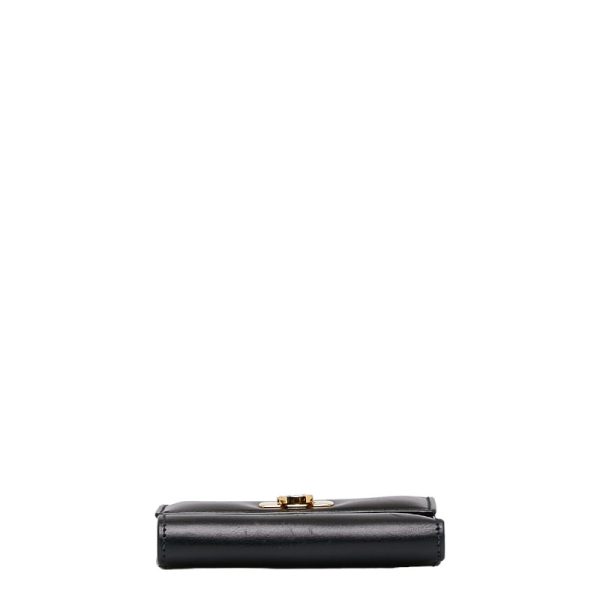 228 34002 5 Salvatore Ferragamo Gancini Trifold Wallet 220048 Black Leather