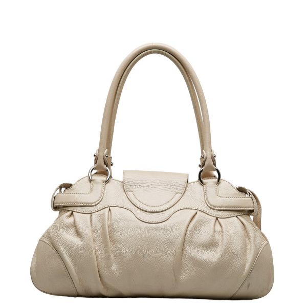 228 34058 3 Salvatore Ferragamo Gancini Handbag AU 21 6317 White Leather