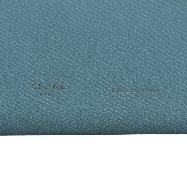 228 34094 19 Celine Logo Bifold Wallet Blue Brown Leather