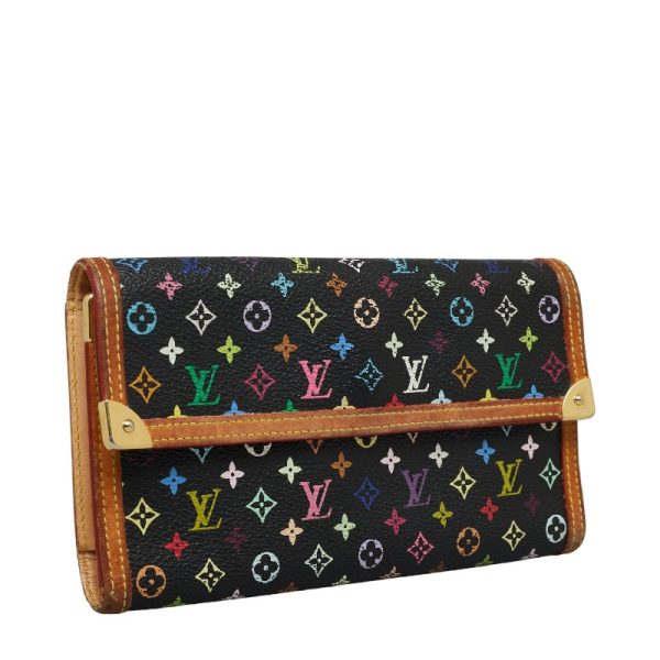 228 35801 2 Louis Vuitton Multicolor Porte Tresor Long Wallet M92658 Noir Black