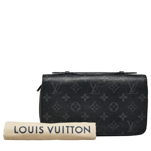 228 35855 11 Louis Vuitton Monogram Eclipse Zippy XL Round Zipper Wallet Black