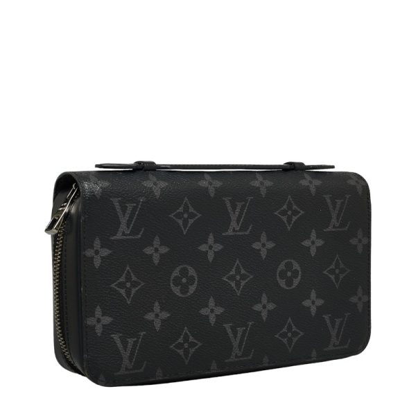 228 35855 2 Louis Vuitton Monogram Eclipse Zippy XL Round Zipper Wallet Black