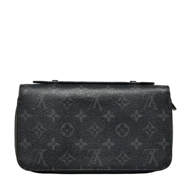 228 35855 3 Louis Vuitton Monogram Eclipse Zippy XL Round Zipper Wallet Black