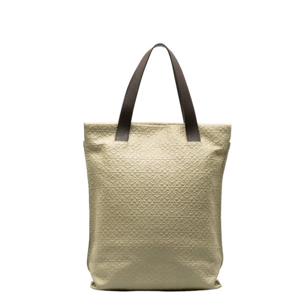 228 37389 3 LOEWE Repeat Anagram Tote Bag Beige Brown Leather