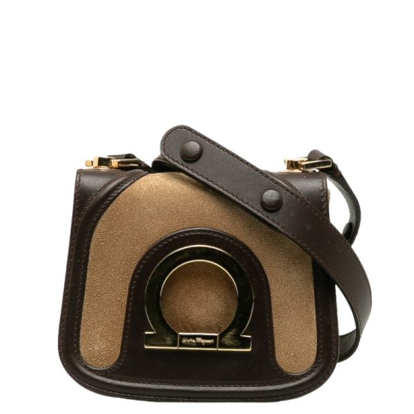 228 37403 1 Salvatore Ferragamo Gancini Mini Shoulder Bag Beige Brown Suede